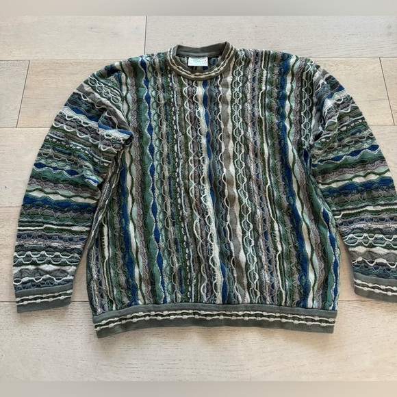 Coogi Australia Multicolor Abstract 3D Sweater Men's large